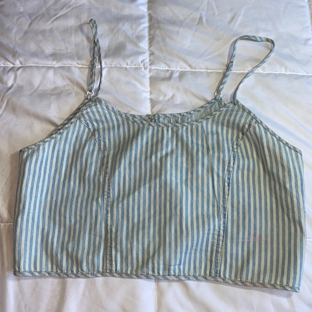 BGG button up stripped crop tank top